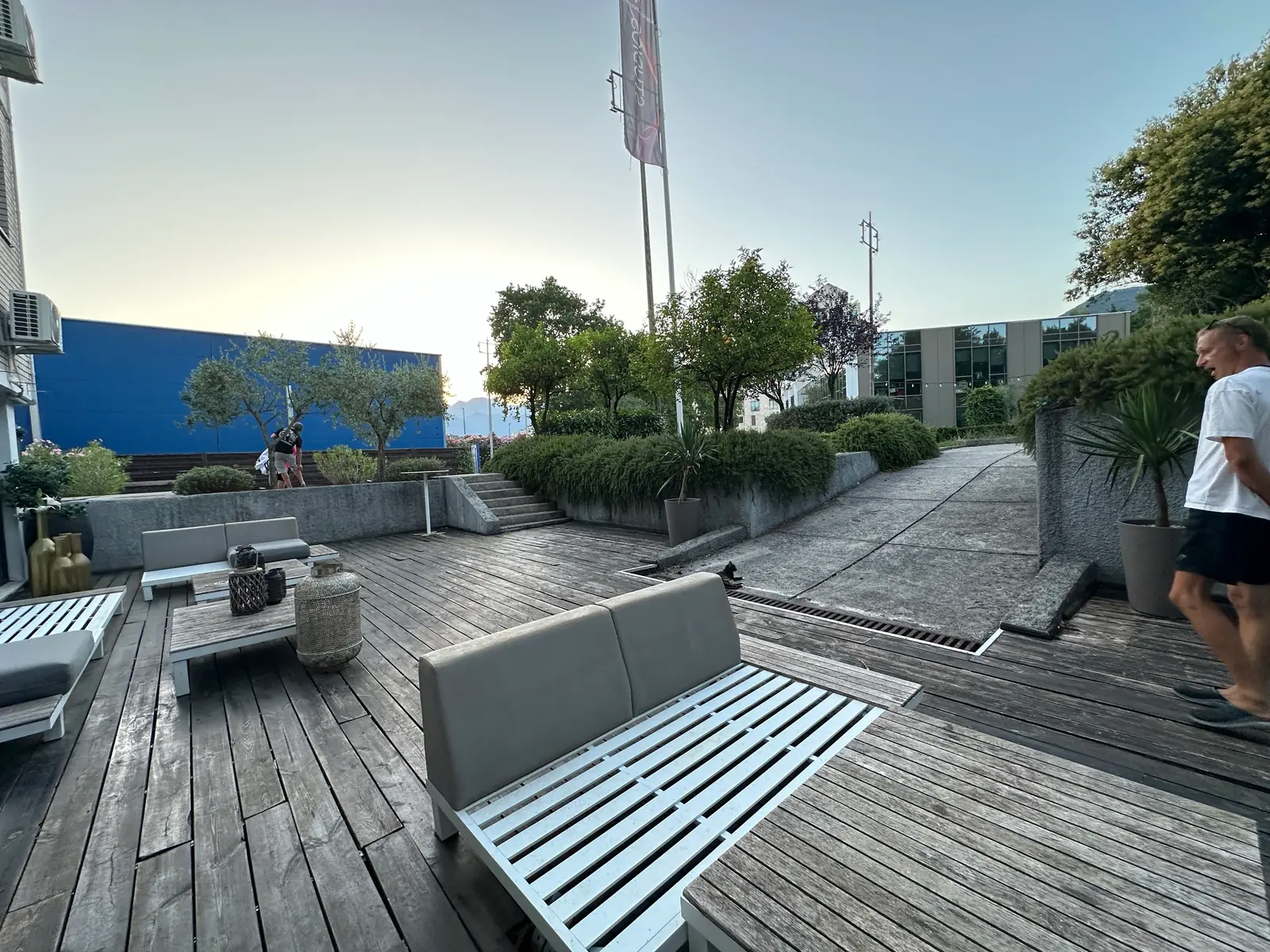 The studio terrace at Porto Montenegro, Tivat, in the afternoon